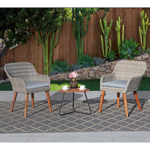 George Oliver 3 Piece Rattan Seating Group With Cushions Reviews Wayfair